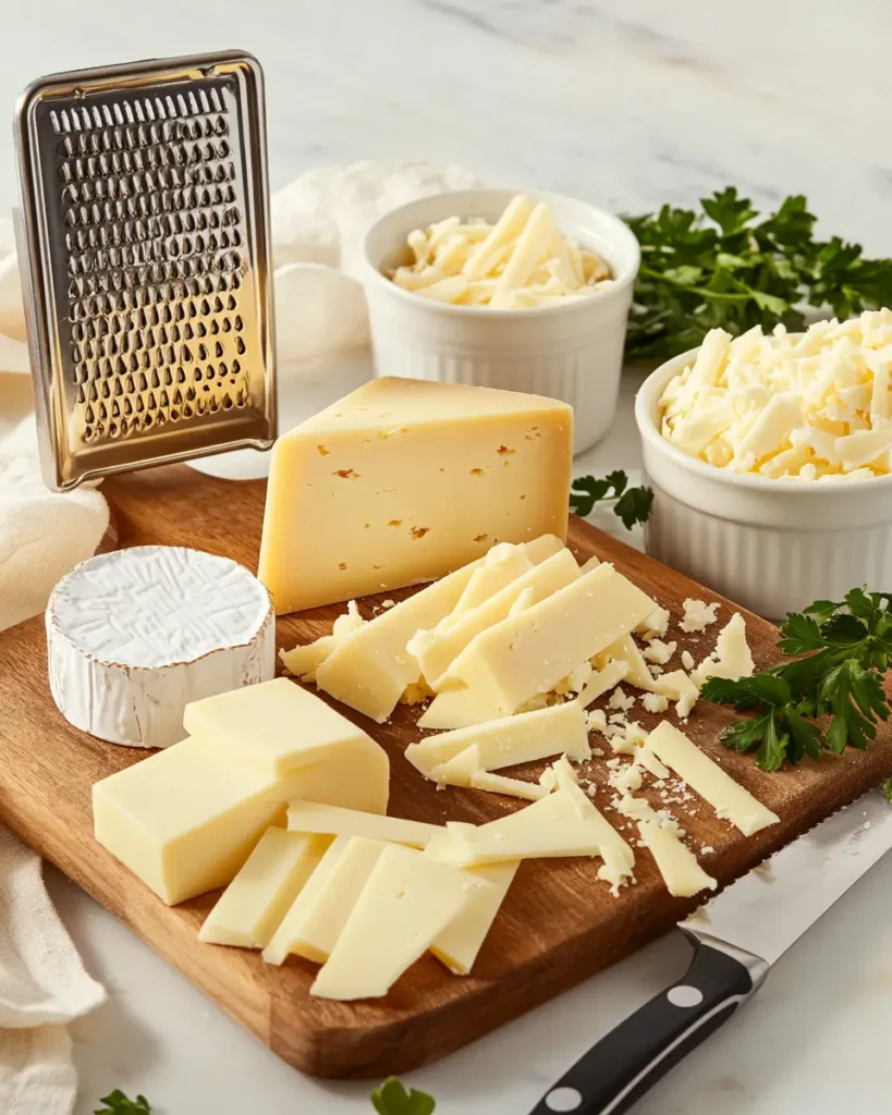 What Is the Best Cheese to Use in Soup? Here’s the Real Deal 1 Cheese ingredients for soup laid out on a wooden board