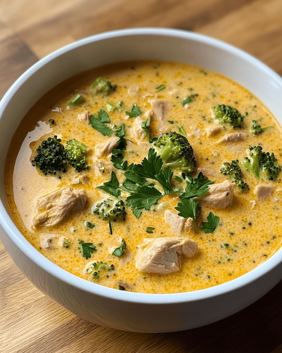 chicken-broccoli-cheddar-soup-final-result-notesrecipes.webp Bowl of creamy Chicken Broccoli Cheddar Soup ready to serve