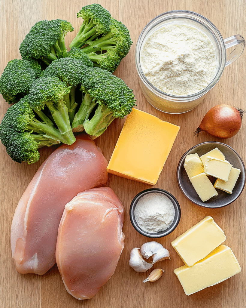 Chicken Broccoli Cheddar Soup That Warms the Soul 3 Raw ingredients for Chicken Broccoli Cheddar Soup