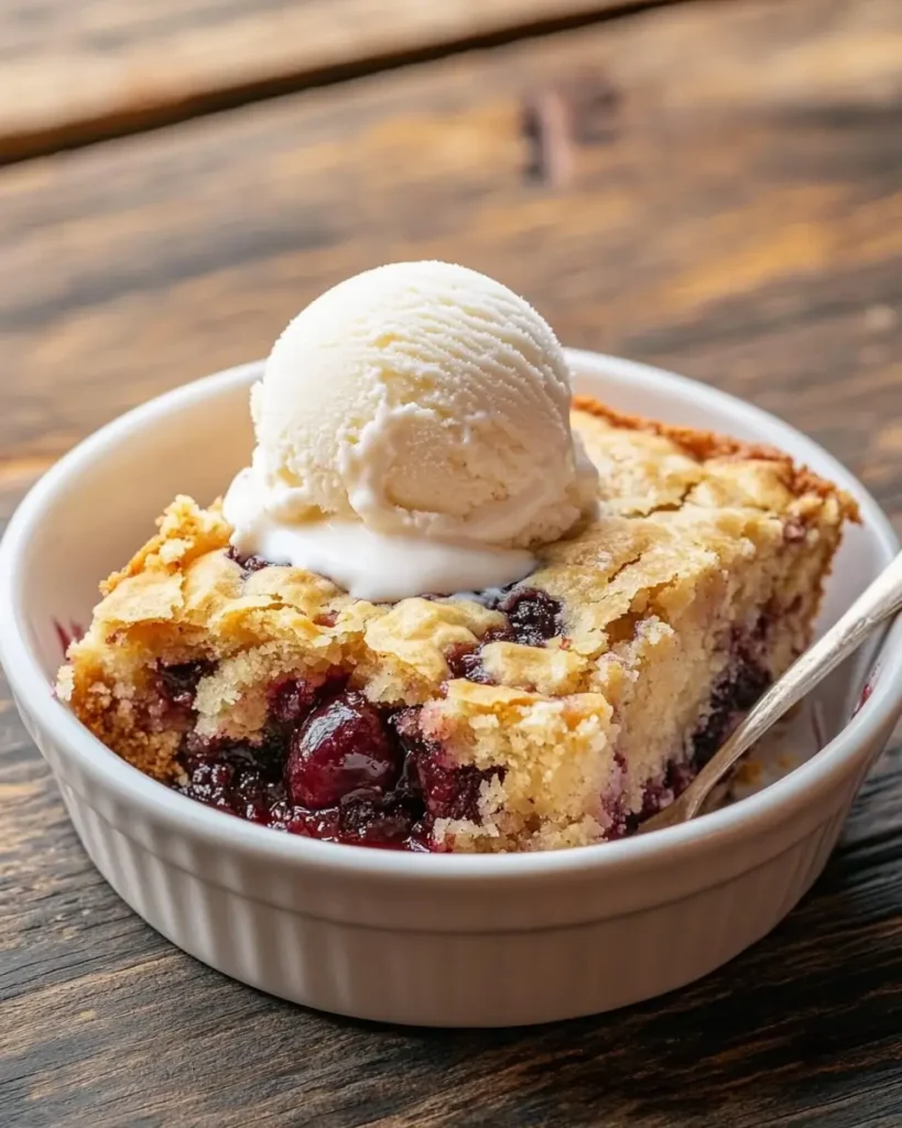 The Biggest Mistake to Avoid When Making a Dump Cake 1 Plated dump cake with melting ice cream