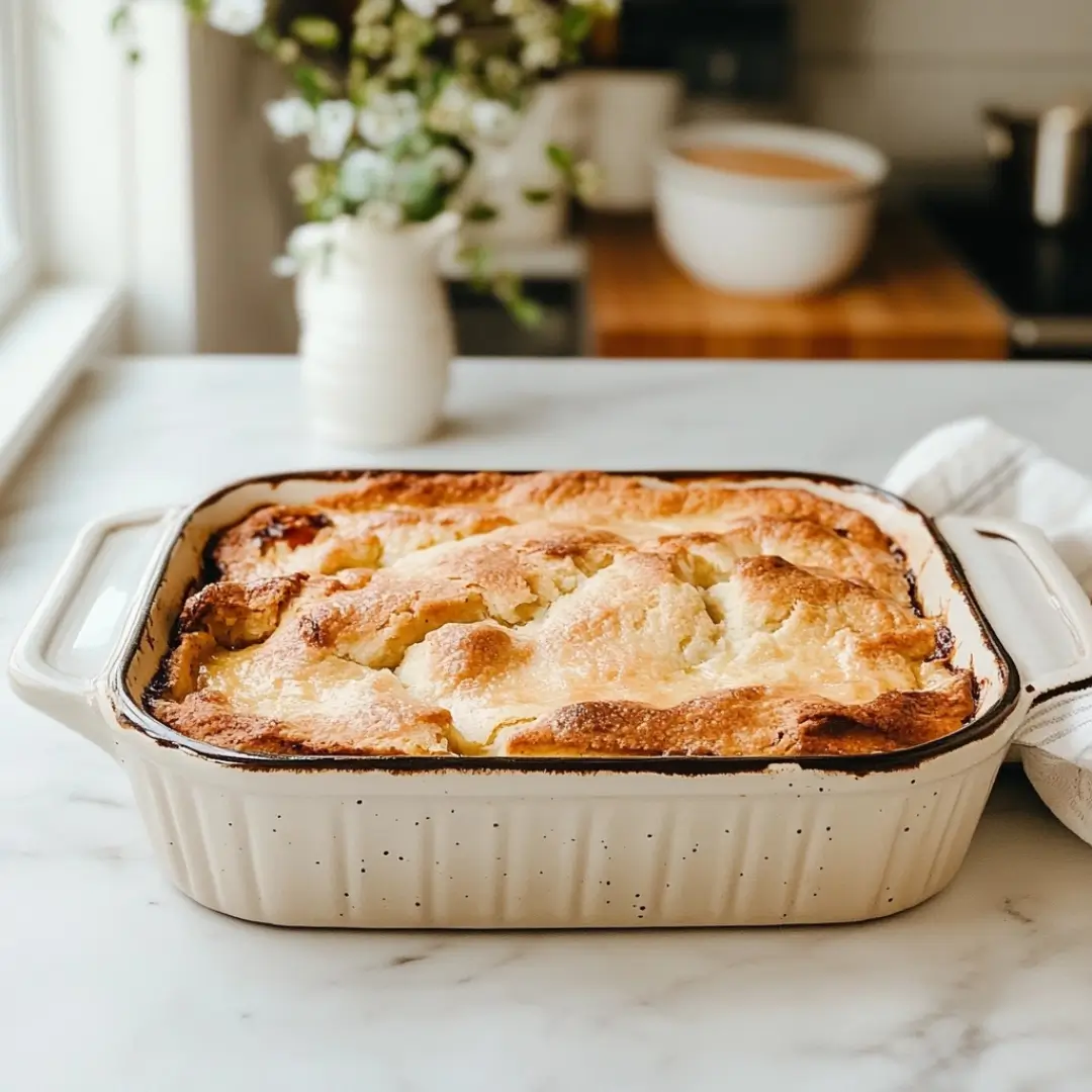 Freshly baked dump method cake with golden crust