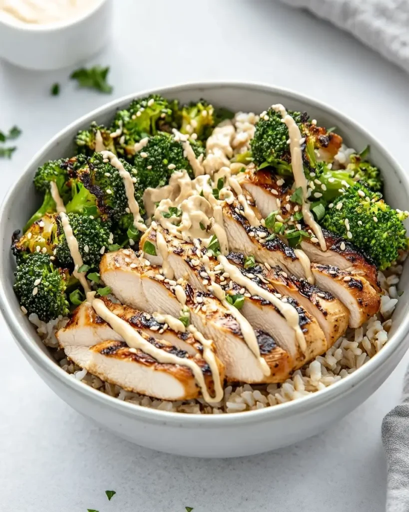 Is Eating chicken rice and broccoli healthy? 2 Final healthy chicken, rice, and broccoli bowl with toppings