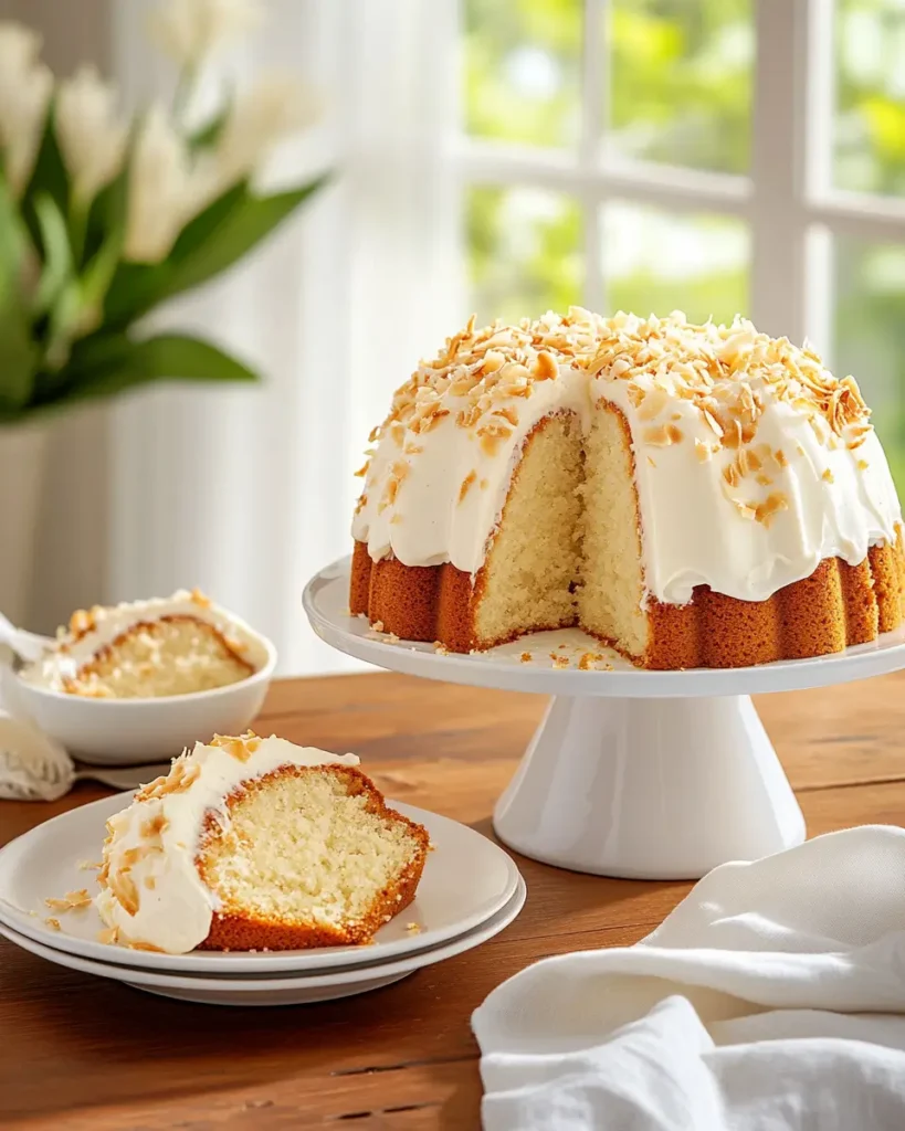 Wait, Tom Cruise Sends Cakes?! Yup—And This One’s Legendary 4 Sliced white chocolate coconut bundt cake with toasted coconut