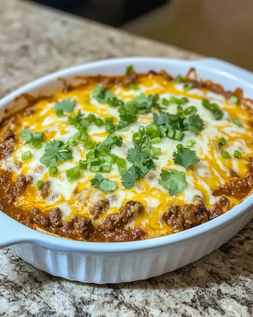 Beef Enchilada Casserole: A Family Favorite with Soul 5 Hot beef enchilada casserole garnished and ready to serve