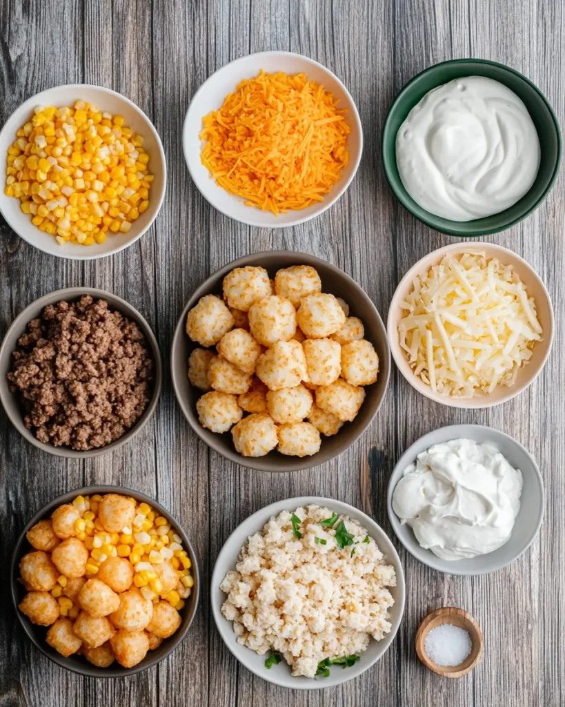 Most Delicious Cowboy Casserole With Tatert Tots 4 Fresh ingredients for cowboy casserole recipe