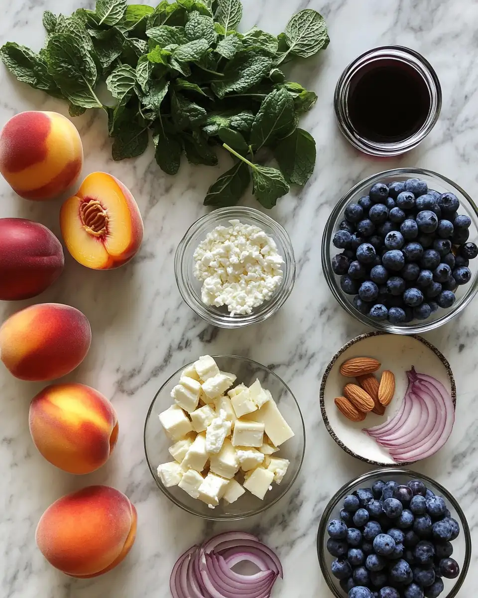 Bursting with Flavor: Blueberry Peach Feta Salad Sensation 4 Ingredients for Bursting with Flavor: Blueberry Peach Feta Salad Sensation