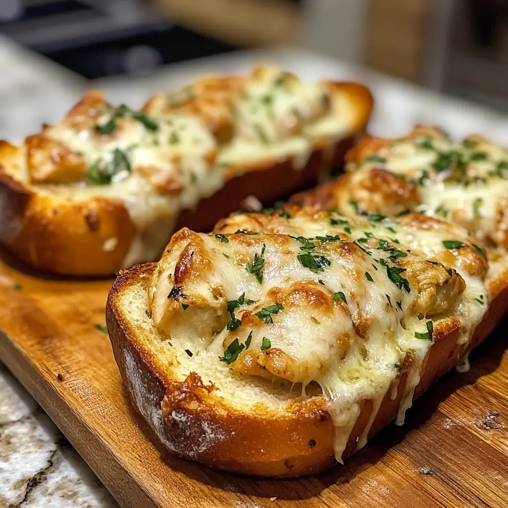 Photo of featured for Melt-in-Your-Mouth Cheesy Chicken Garlic Bread Sandwich Delight