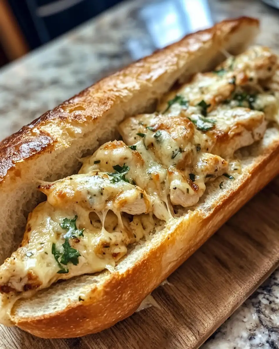 Melt-in-Your-Mouth Cheesy Chicken Garlic Bread Sandwich Delight 6 Final dish for Melt-in-Your-Mouth Cheesy Chicken Garlic Bread Sandwich Delight