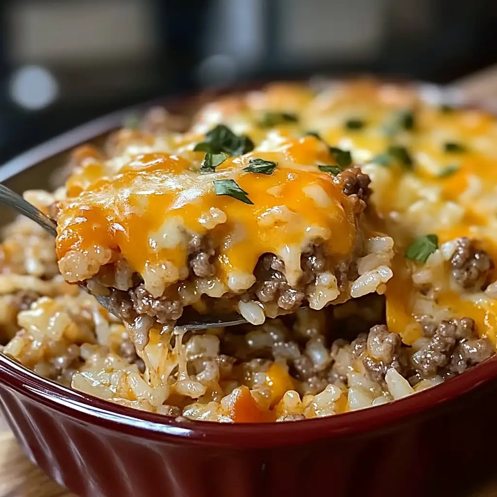 Melt-in-Your-Mouth Cheesy Hamburger Rice Casserole Delight - Featured Image