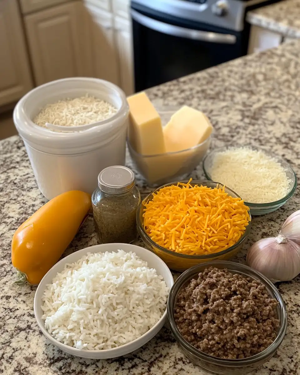 Melt-in-Your-Mouth Cheesy Hamburger Rice Casserole Delight 4 Ingredients for Melt-in-Your-Mouth Cheesy Hamburger Rice Casserole Delight