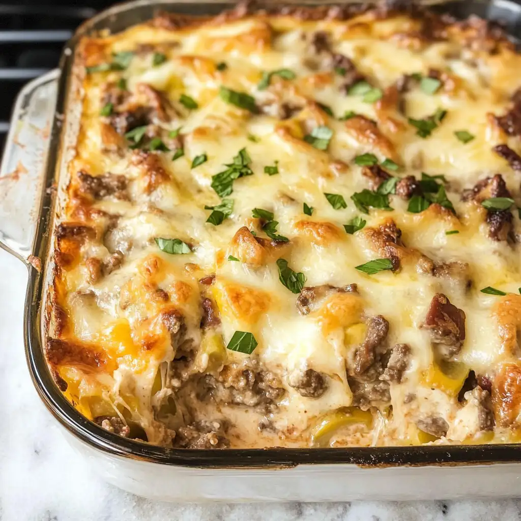 Indulge in a Cheesy Low Carb Philly Cheesesteak Casserole Delight - Featured Image