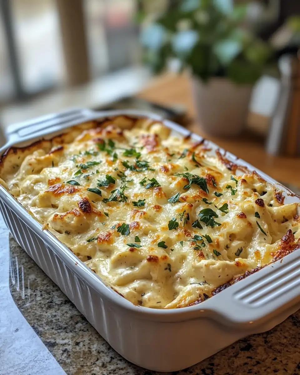 Final dish - Creamy Comfort: The Ultimate Chicken Alfredo Casserole Recipe