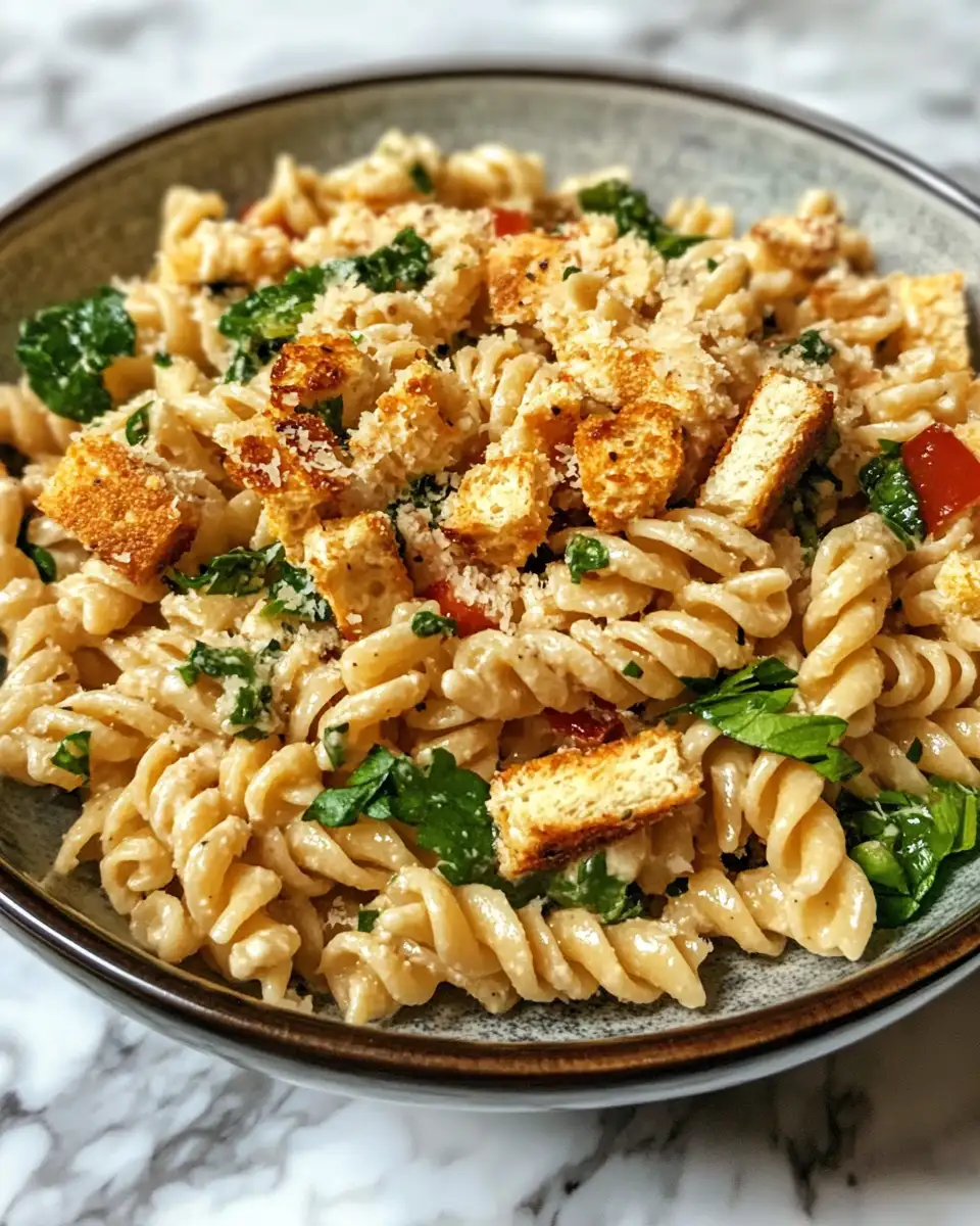 Chick-en Out This Irresistible Caesar Pasta Salad Twist 6 Final dish - Chick-en Out This Irresistible Caesar Pasta Salad Twist
