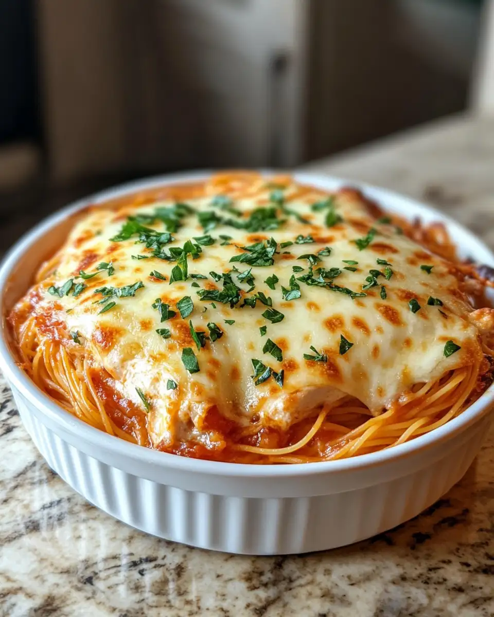 Heavenly Chicken Parmesan Casserole with Angel Hair Pasta Delight 6 Final dish - Heavenly Chicken Parmesan Casserole with Angel Hair Pasta Delight