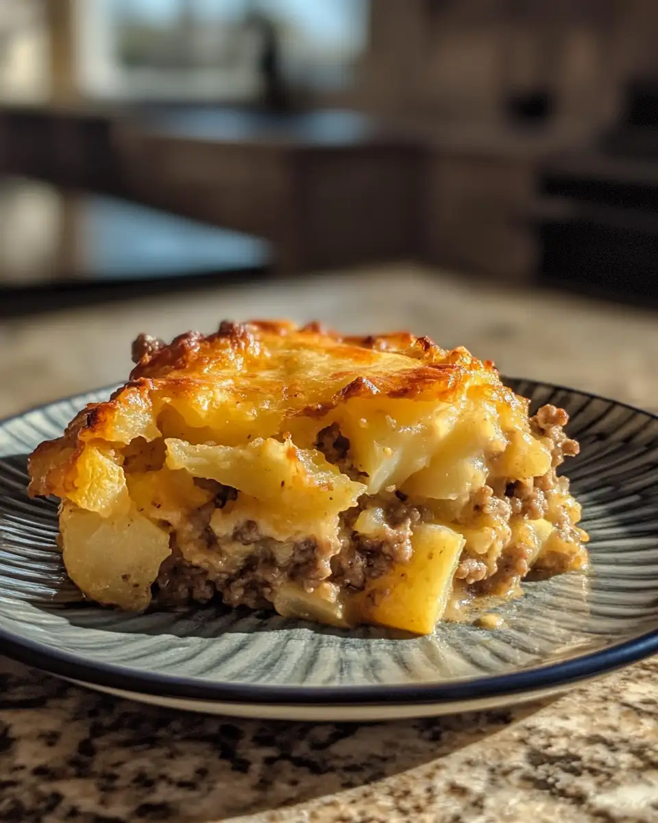 Cozy Comfort: Crock Pot Hamburger Potato Casserole Delight 6 Final dish - Cozy Comfort: Crock Pot Hamburger Potato Casserole Delight