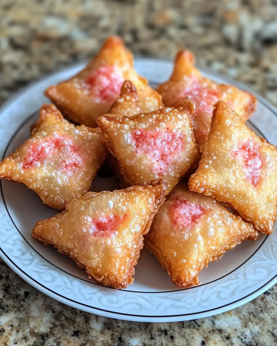Irresistible Deep Fried Strawberry Cheesecake Stuffed Wonton Bites Delight 6 Final dish for Irresistible Deep Fried Strawberry Cheesecake Stuffed Wonton Bites Delight