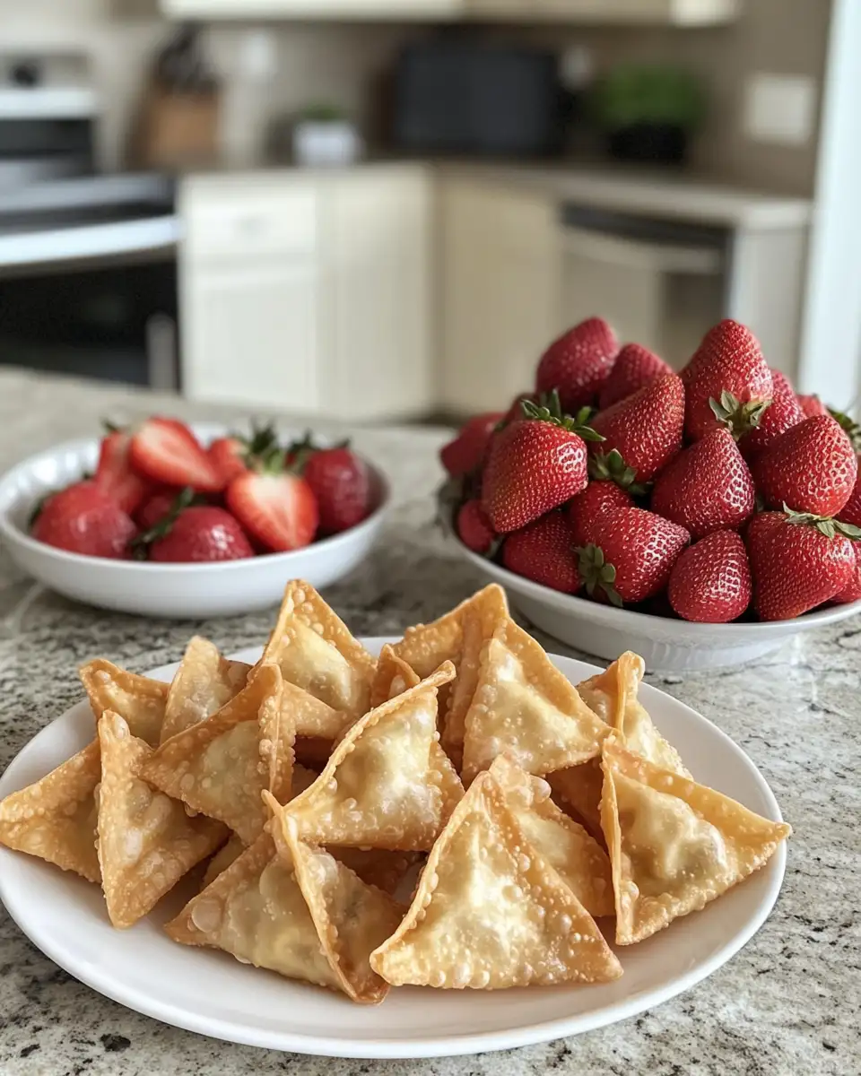 Crispy Indulgence: Discover Deep Fried Strawberry Cheesecake Wontons 4 Ingredients for Crispy Indulgence: Discover Deep Fried Strawberry Cheesecake Wontons