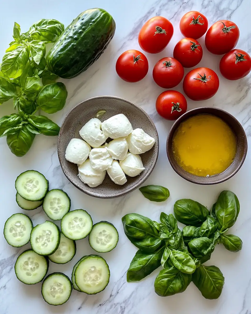Refreshing and Simple: Easy Cucumber Caprese Salad for Every Occasion 4 Ingredients for Refreshing and Simple: Easy Cucumber Caprese Salad for Every Occasion