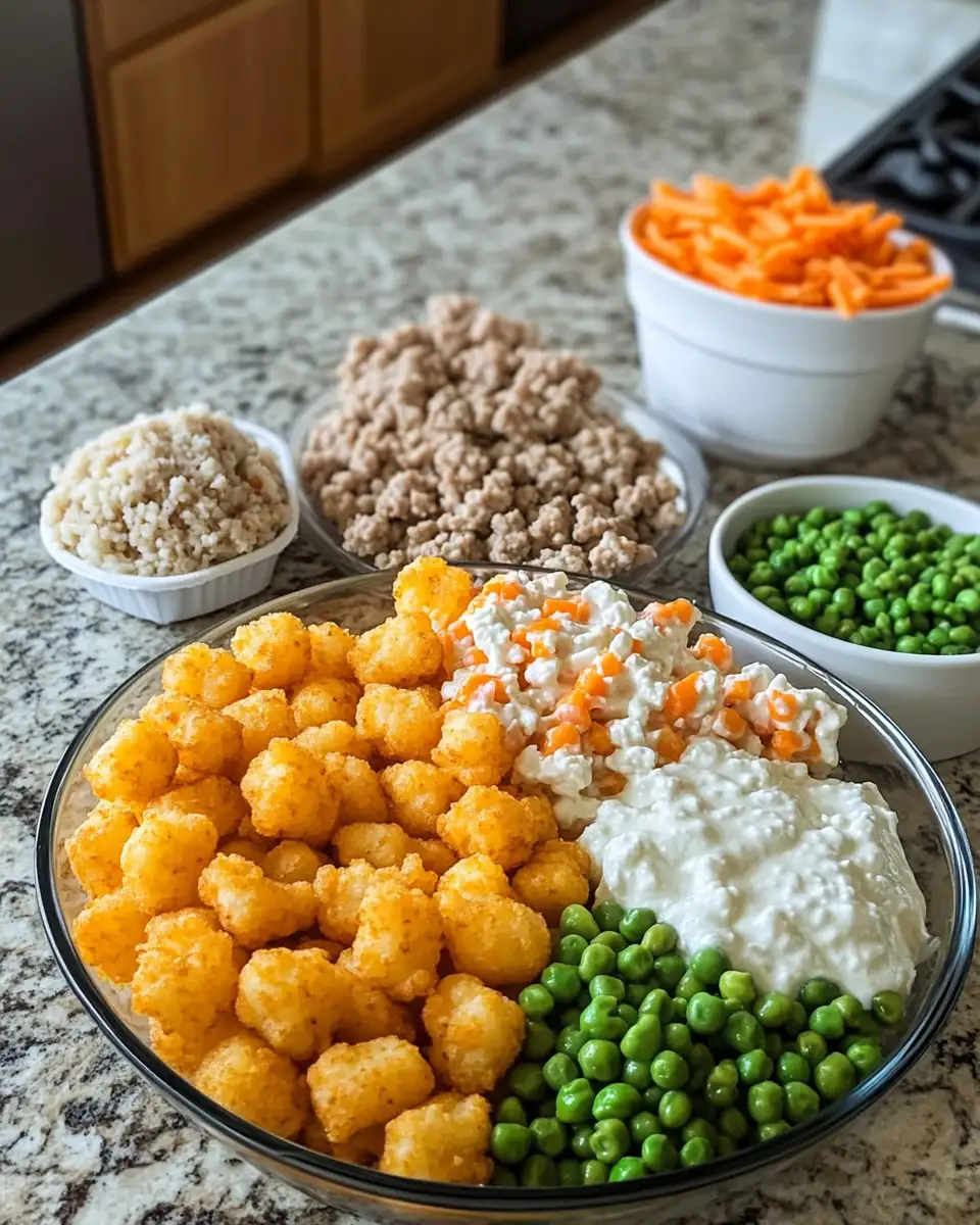 Protein-Packed Tater Tot Casserole Delight 4 Ingredients for Protein-Packed Tater Tot Casserole Delight