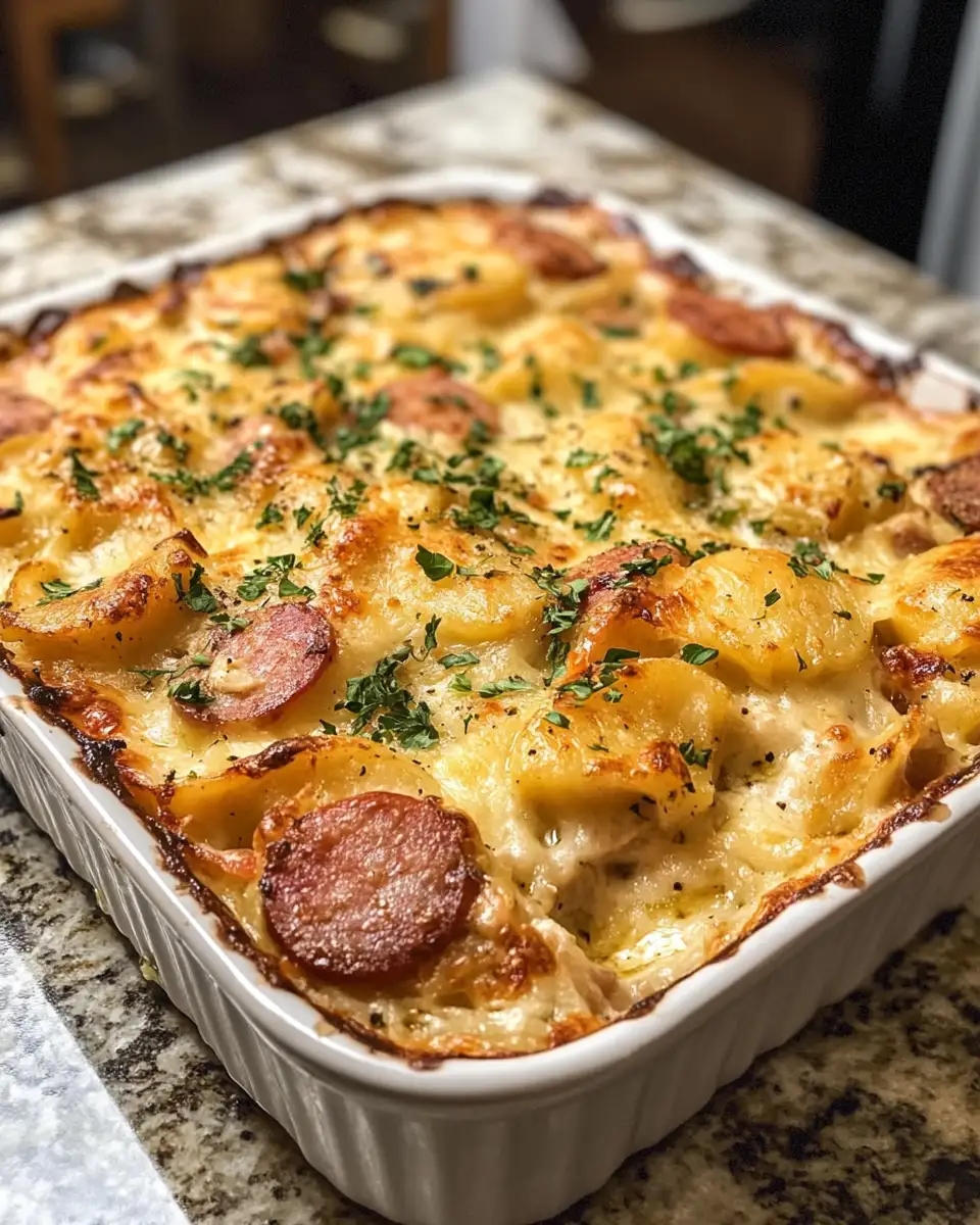 Photo of featured for Ultimate Comfort: Kielbasa and Pierogi Casserole Delight