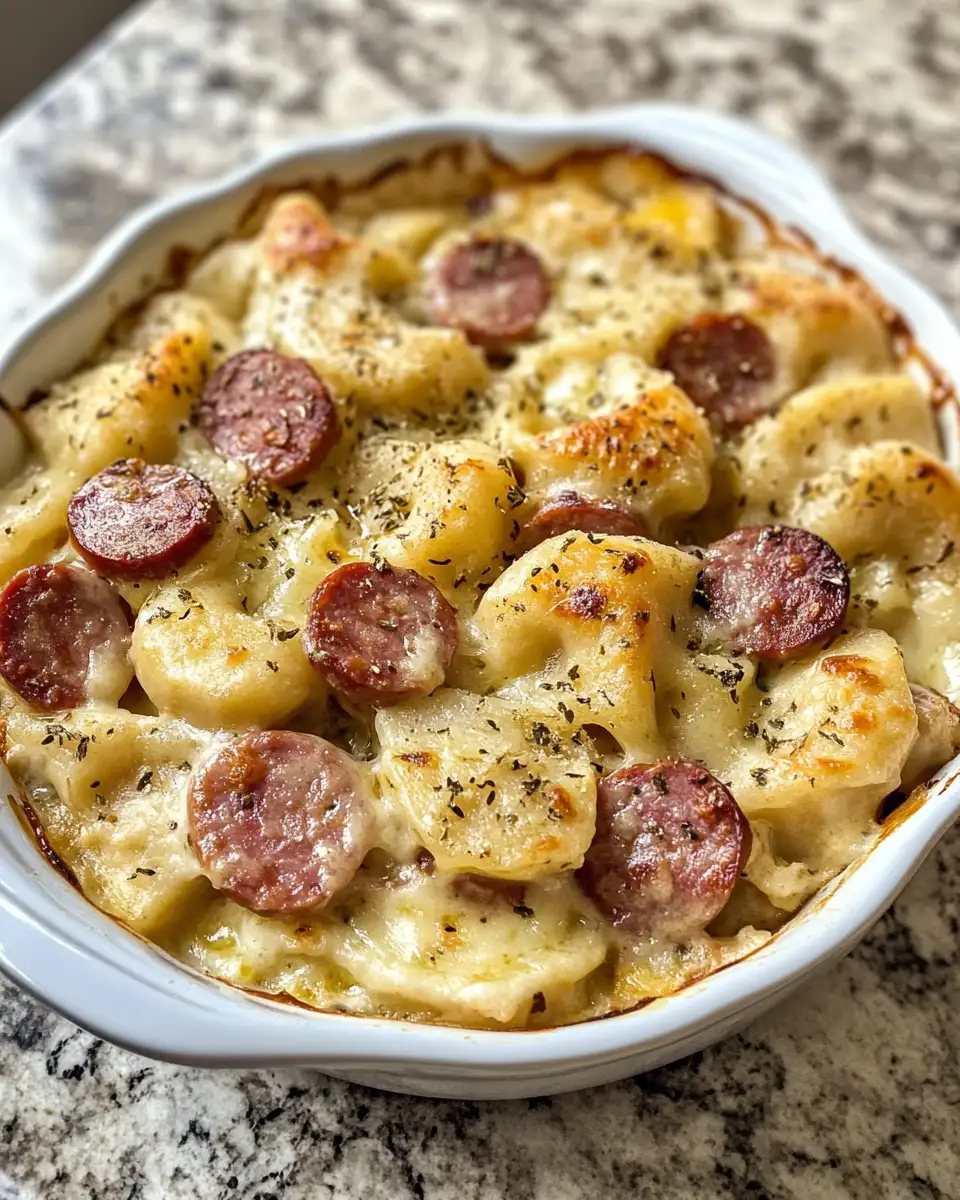 Ultimate Comfort: Kielbasa and Pierogi Casserole Delight 6 Final dish for Ultimate Comfort: Kielbasa and Pierogi Casserole Delight