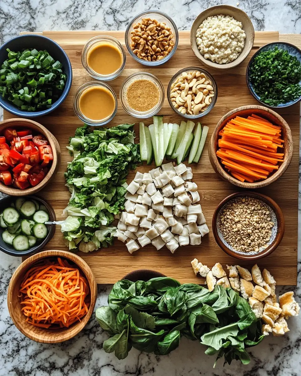 Fresh Flavors Unwrapped: Dive into a Spring Roll Salad with Creamy Peanut Sauce 4 Ingredients for Fresh Flavors Unwrapped: Dive into a Spring Roll Salad with Creamy Peanut Sauce