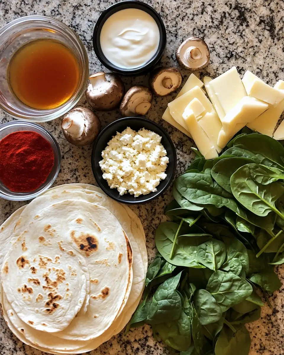 Irresistible Baked Spinach Mushroom Quesadillas That Wow Every Time 4 Ingredients for Irresistible Baked Spinach Mushroom Quesadillas That Wow Every Time