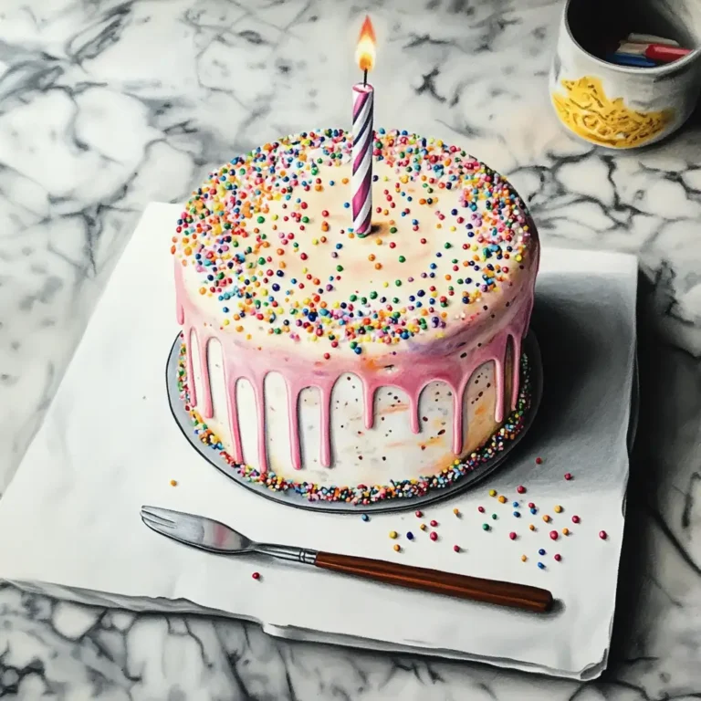 Whimsical Wonders: Celebrating Creativity with Birthday Cake Drawing 5 A delicious presentation of Whimsical Wonders: Celebrating Creativity with Birthday Cake Drawing on a plate, golden and ready to enjoy.