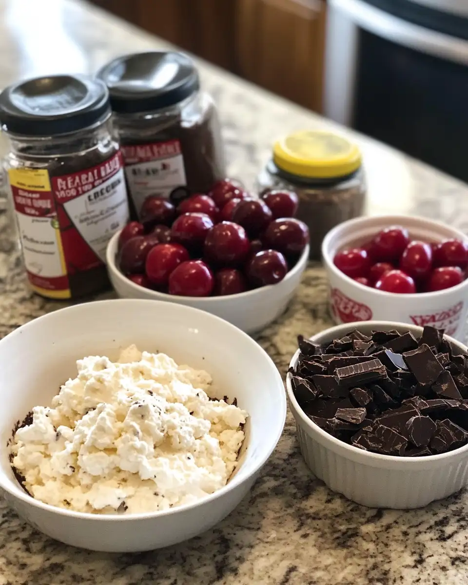 Ingredients for No-Bake Black Forest Cheesecake Delight