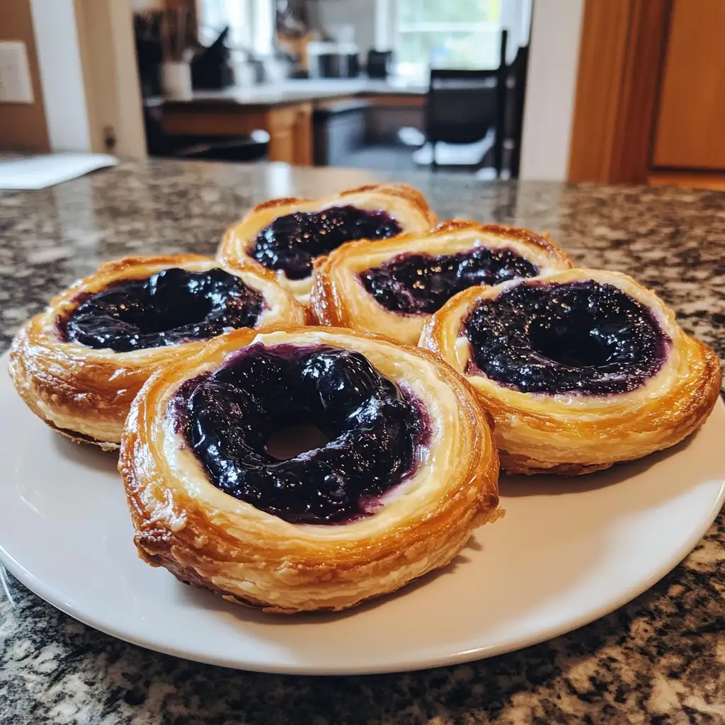 Indulge in Irresistible Blueberry Pastry Rings with Luscious Vanilla Cream Filling - Featured Image