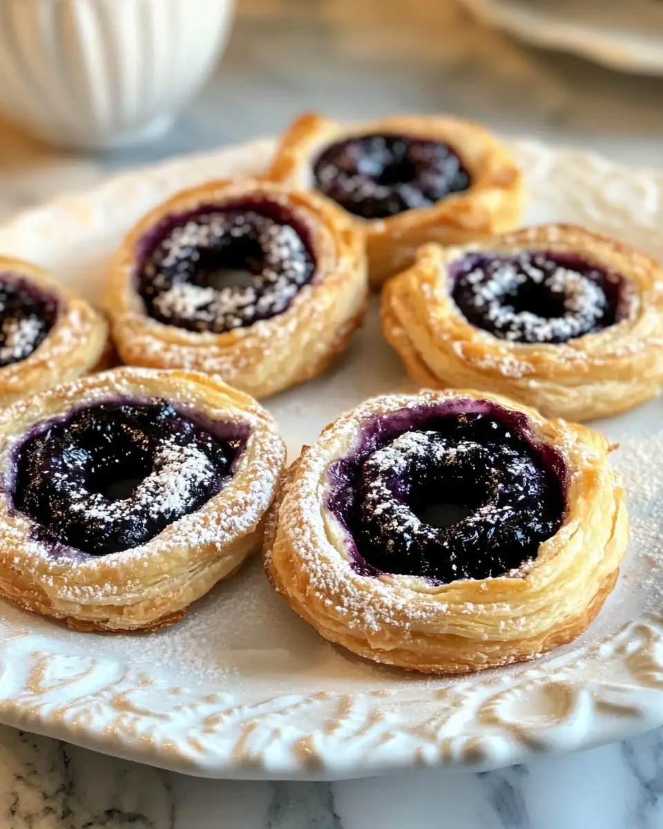 Final dish - Indulge in Irresistible Blueberry Pastry Rings with Luscious Vanilla Cream Filling