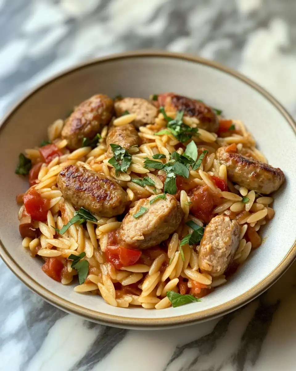Savory Delights: Transform Your Dinner with Chicken Sausage Orzo 6 Final dish - Savory Delights: Transform Your Dinner with Chicken Sausage Orzo