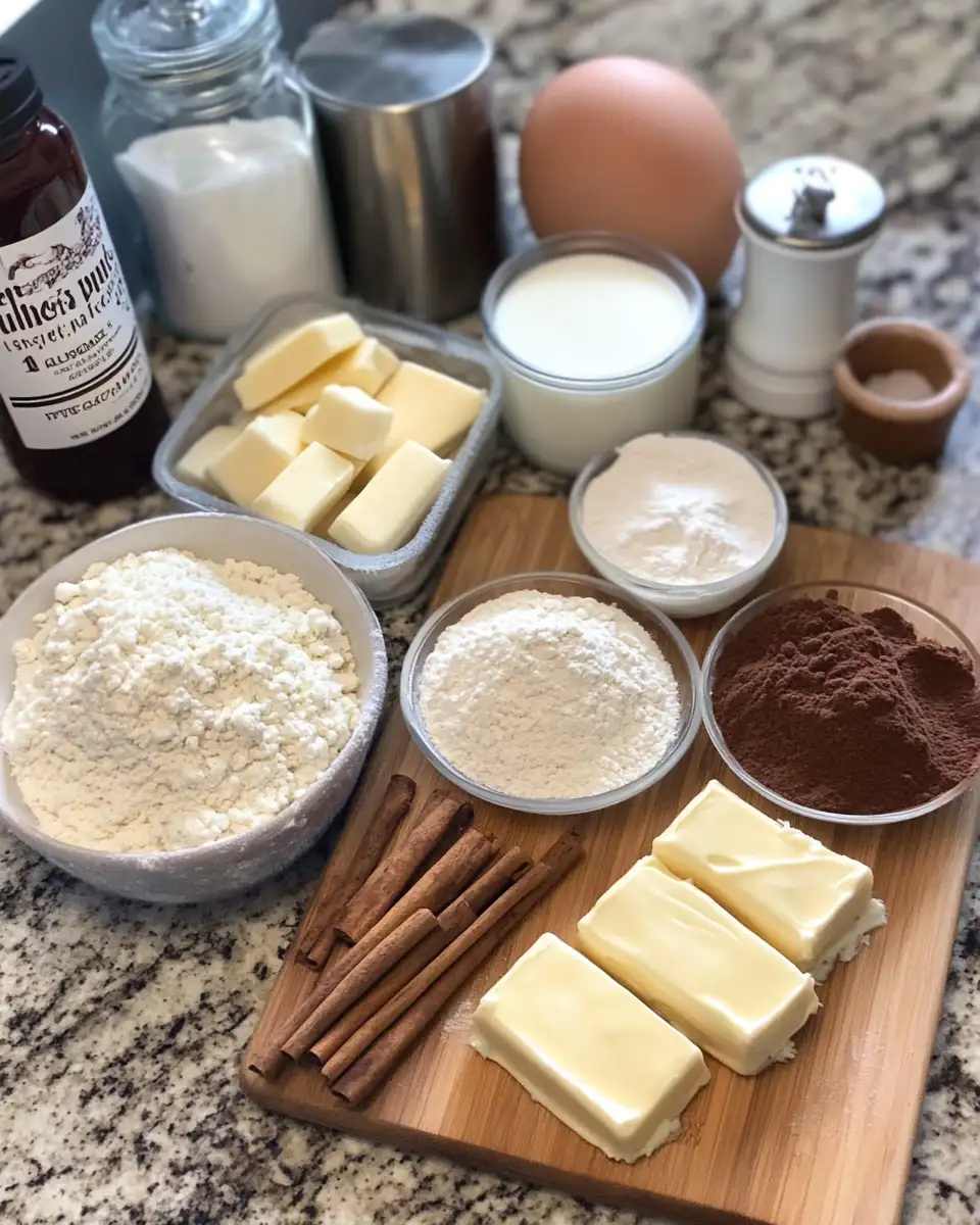 Ingredients for Heavenly Fluffy Cinnamon Rolls with Irresistible Creamy Glaze