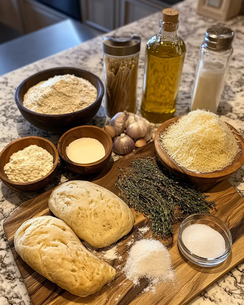 Ingredients for Golden Crust Dreams with Garlic Parmesan Focaccia