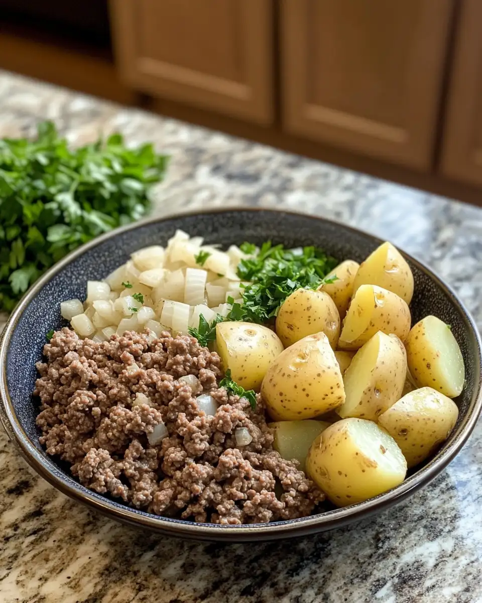 Savory Comfort: Ground Beef and Potatoes Made Easy 4 Ingredients for Savory Comfort: Ground Beef and Potatoes Made Easy