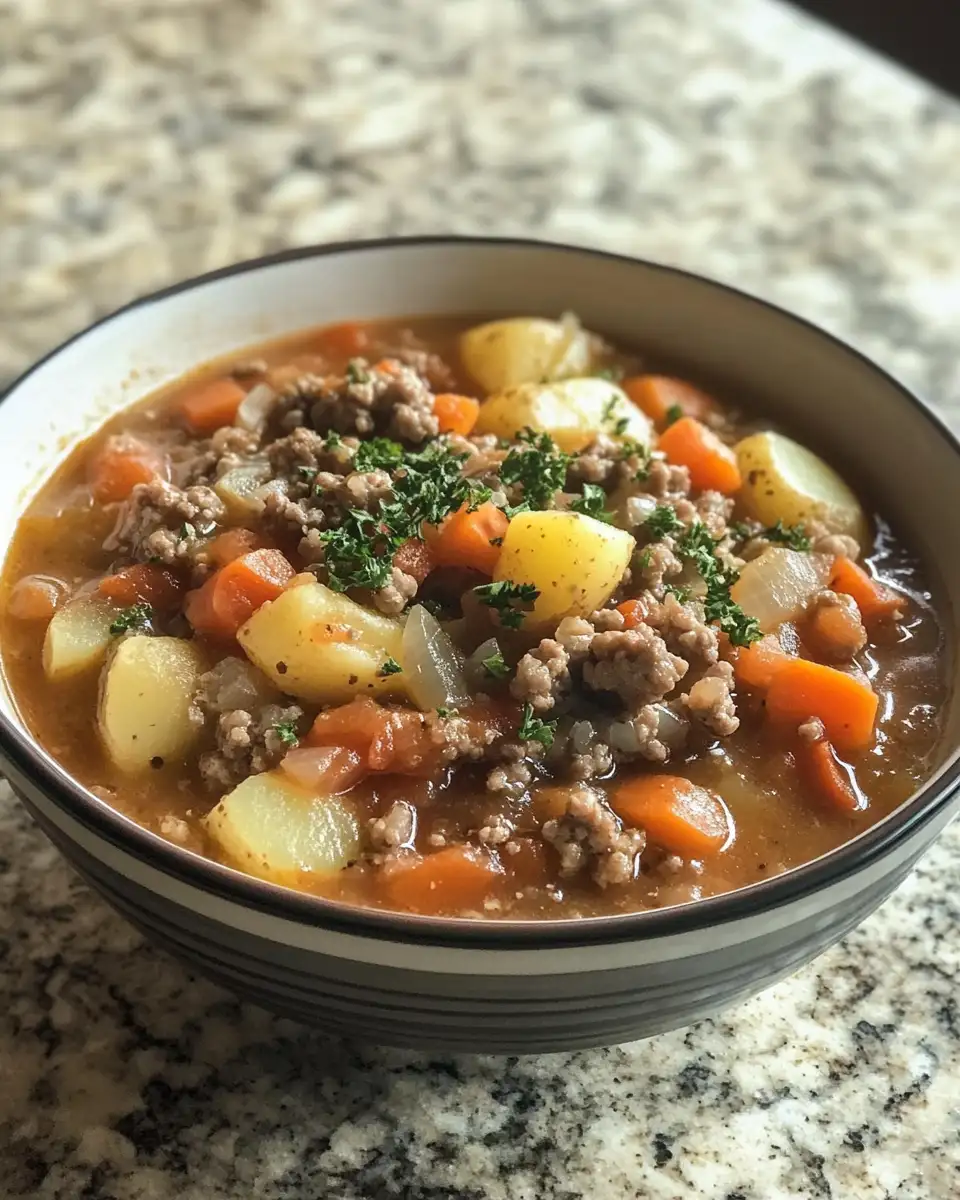 Cozy Comfort in a Bowl: Savory Hamburger Potato Soup Explosion 6 Final dish - Cozy Comfort in a Bowl: Savory Hamburger Potato Soup Explosion