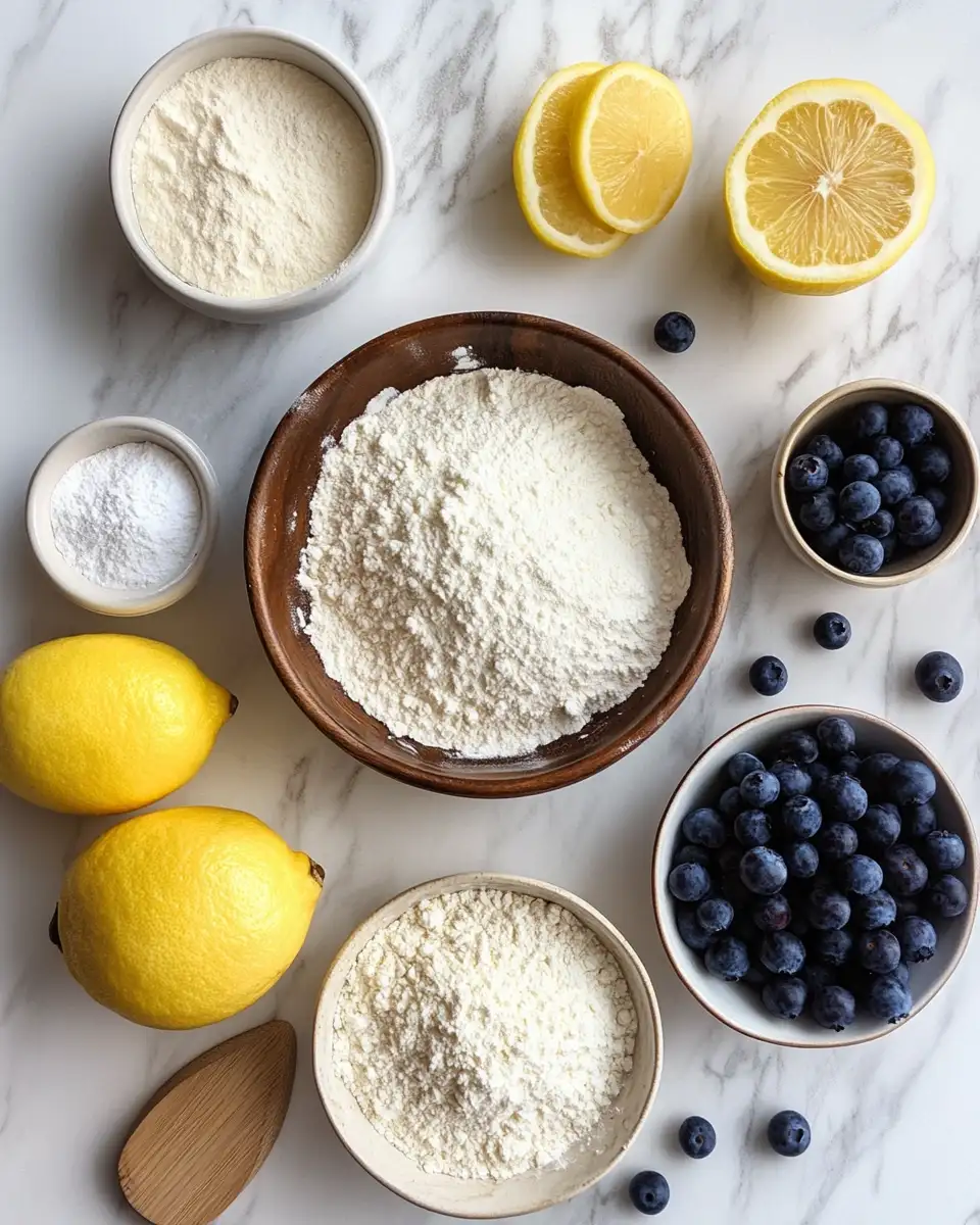 Ingredients for Zesty Bliss: Lemon Blueberry Sheet Cake Delight