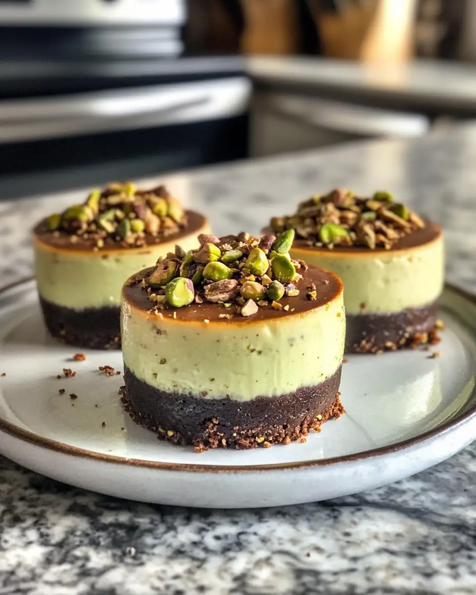 Final dish - Heavenly Pistachio and Coffee Mini Cheesecakes: A Match Made in Dessert Heaven
