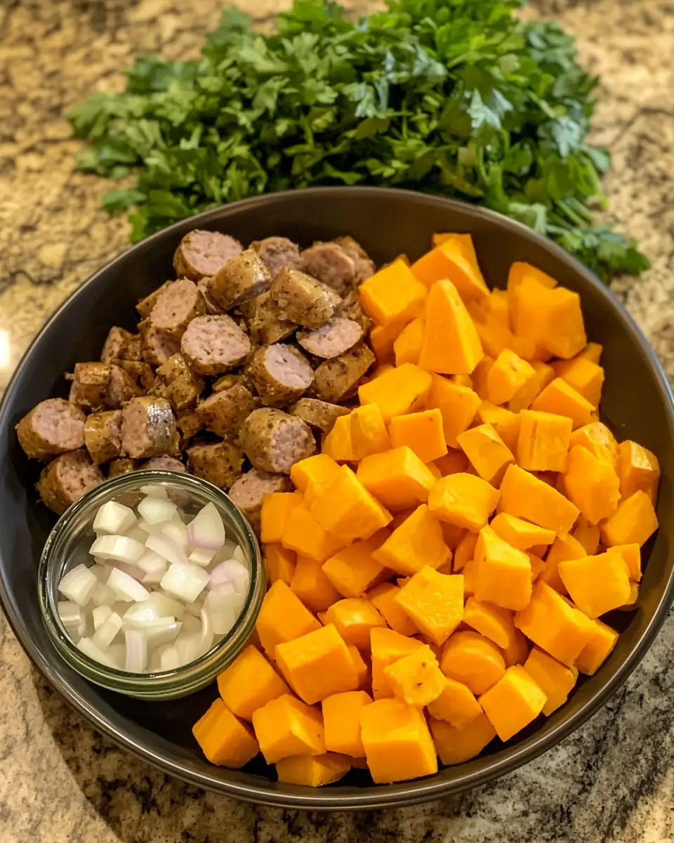 Ingredients for Savory Meets Sweet: A Delicious Sausage and Sweet Potatoes Adventure