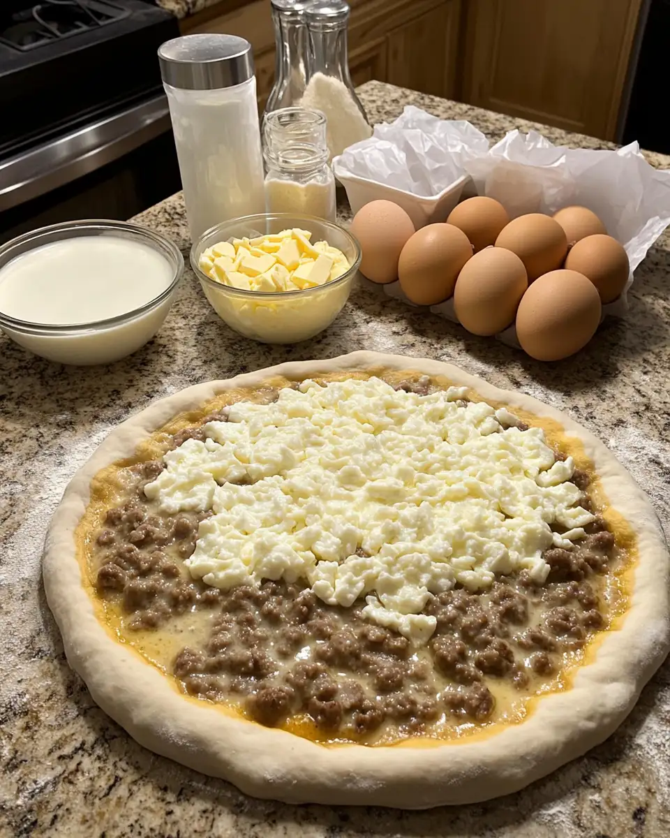 Wake Up to Flavor: Sausage Gravy Breakfast Pizza Delight 4 Ingredients for Wake Up to Flavor: Sausage Gravy Breakfast Pizza Delight