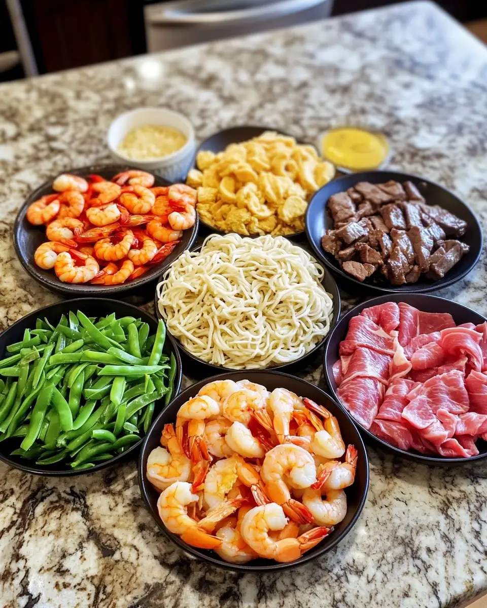Sizzling Steak & Shrimp Stir-Fried Noodles Delight 4 Ingredients for Sizzling Steak & Shrimp Stir-Fried Noodles Delight