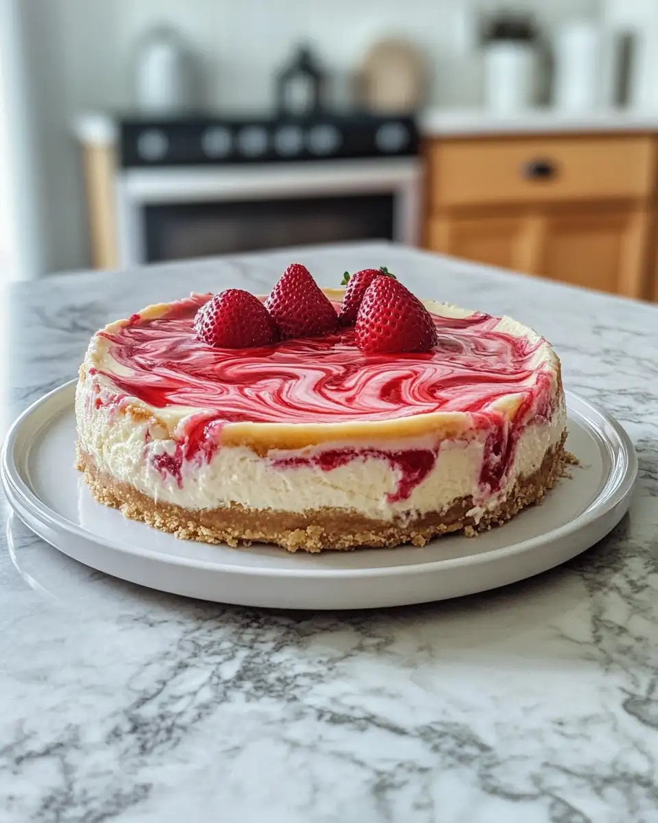 Indulge in Bliss: The Ultimate Strawberry Swirl Cheesecake Recipe 6 Final dish - Indulge in Bliss: The Ultimate Strawberry Swirl Cheesecake Recipe