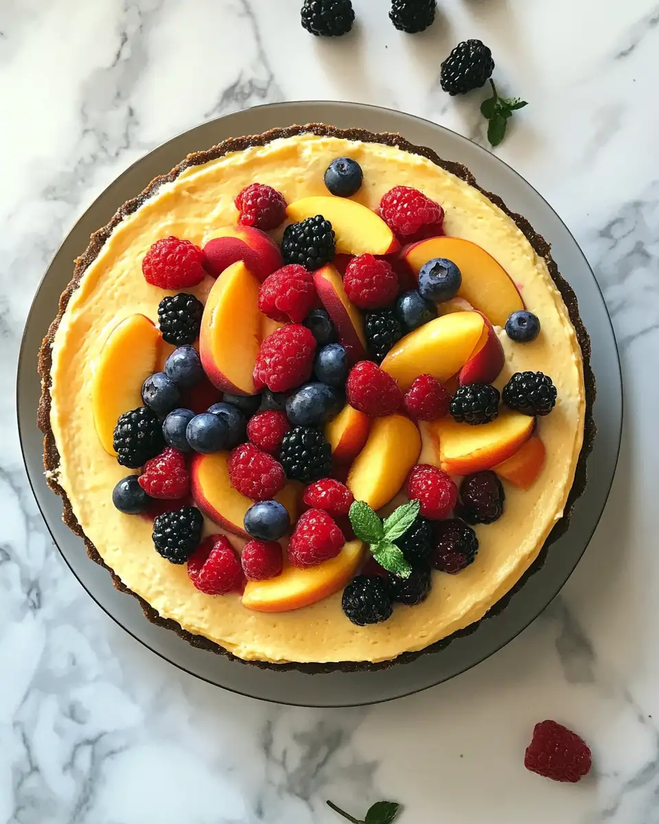 Sweet Sunshine Delight Summer Berry and Peach Cheesecake 6 Final dish - Sweet Sunshine Delight Summer Berry and Peach Cheesecake