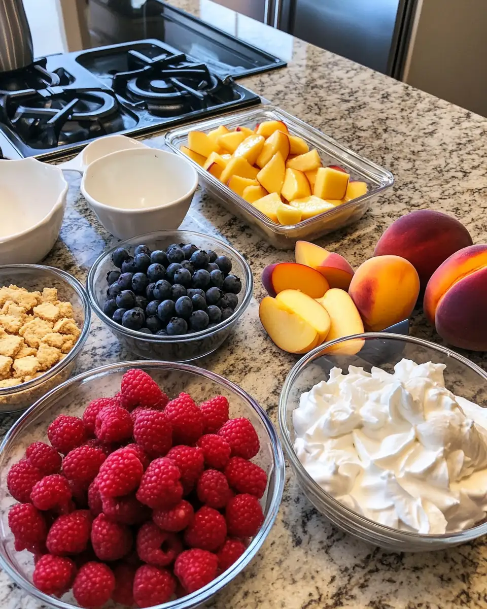 Sweet Sunshine Delight Summer Berry and Peach Cheesecake 4 Ingredients for Sweet Sunshine Delight Summer Berry and Peach Cheesecake