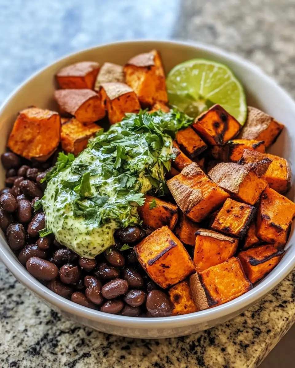 Wholesome Flavor Fiesta Sweet Potato and Black Bean Bowl with Cilantro Lime Yogurt Sauce 6 Final dish - Wholesome Flavor Fiesta Sweet Potato and Black Bean Bowl with Cilantro Lime Yogurt Sauce