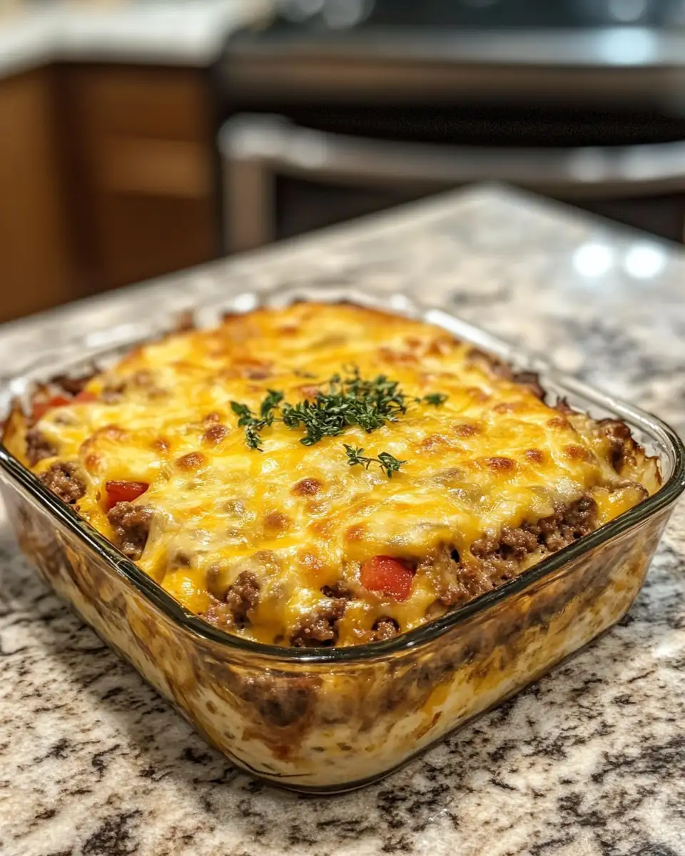 Sizzling Comfort: Dive into the Ultimate Cheeseburger Casserole Experience 6 Final dish - Sizzling Comfort: Dive into the Ultimate Cheeseburger Casserole Experience