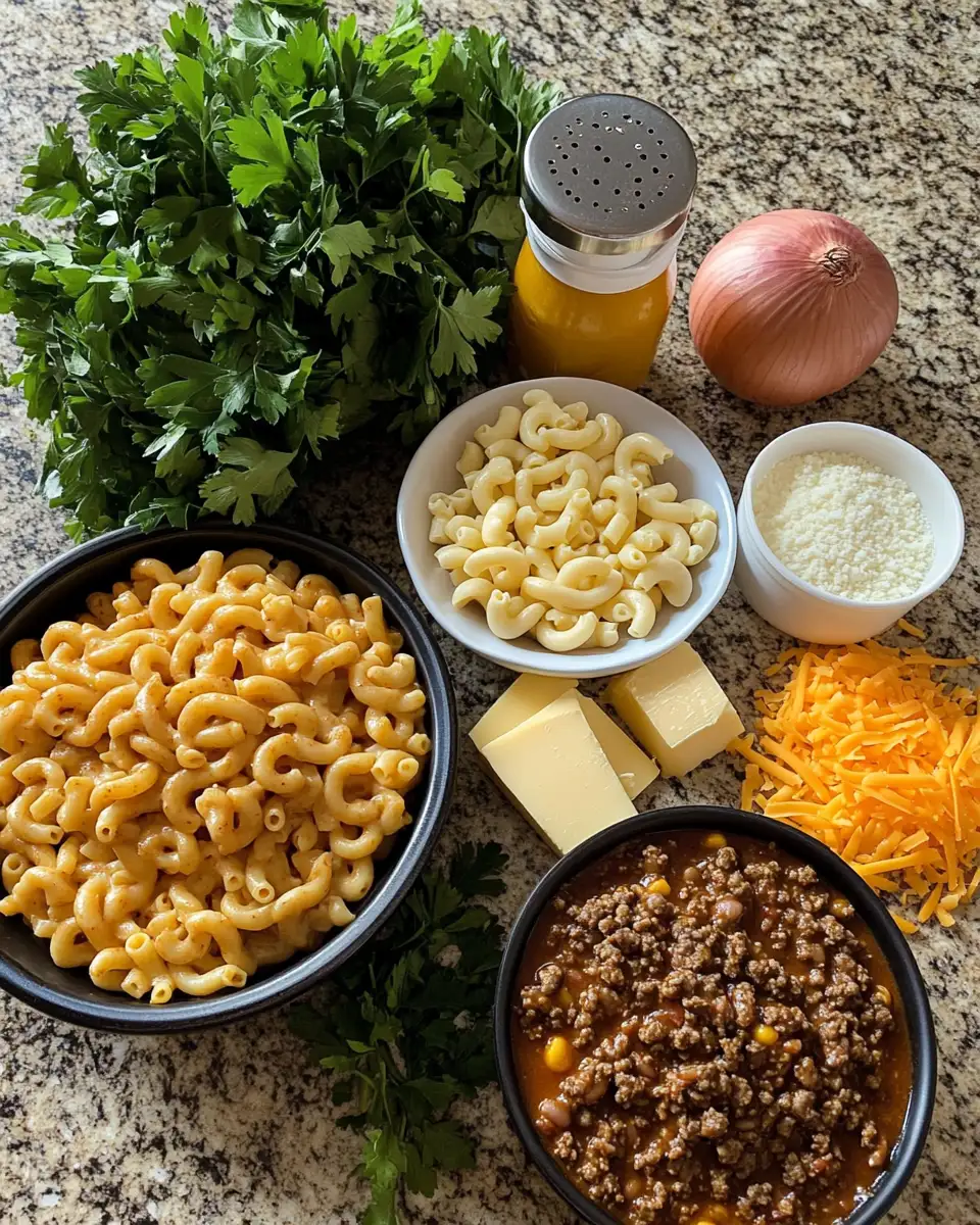 Irresistible Comfort: Chili Mac and Cheese Fusion Fiesta 4 Ingredients for Irresistible Comfort: Chili Mac and Cheese Fusion Fiesta