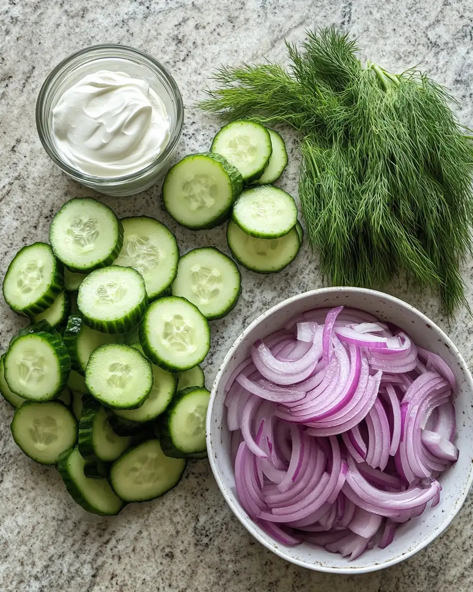 Refresh Your Palate with Creamy Cucumber and Onion Salad 4 Ingredients for Refresh Your Palate with Creamy Cucumber and Onion Salad