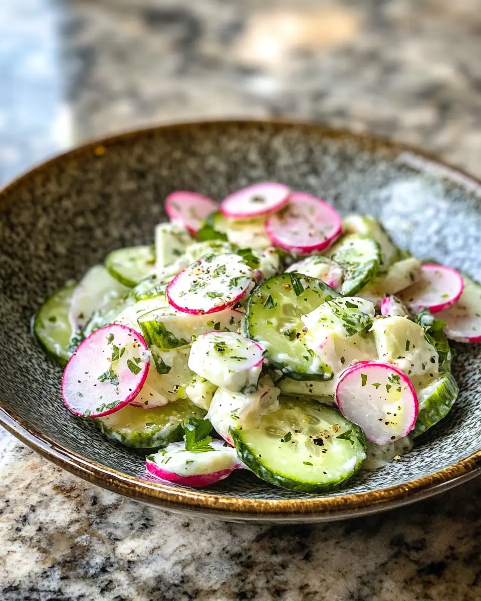Refreshing Delight Creamy Cucumber Radish Salad That Steals the Show 6 Final dish - Refreshing Delight Creamy Cucumber Radish Salad That Steals the Show