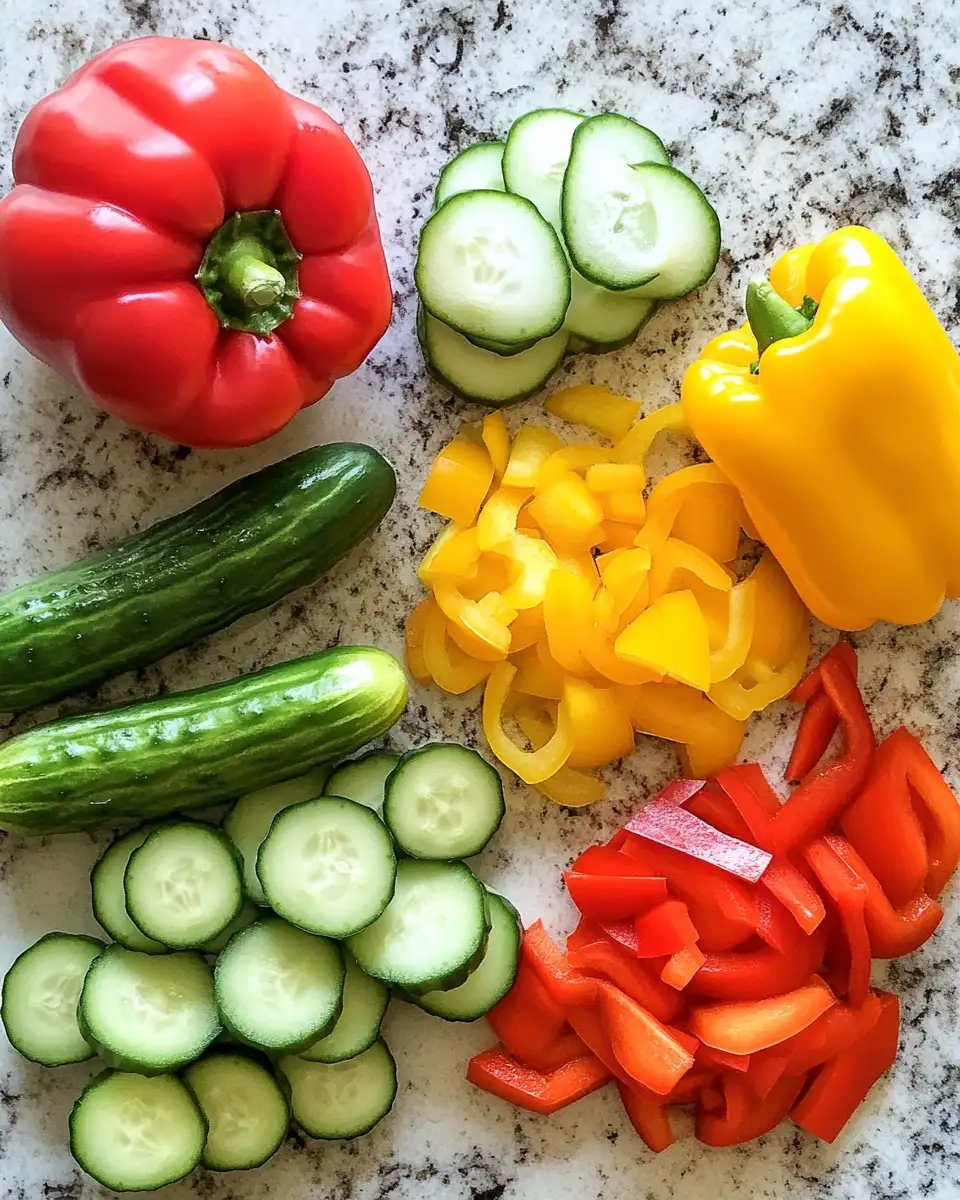 Refreshing Crunch: Easy Cucumber & Sweet Pepper Salad Delight 4 Ingredients for Refreshing Crunch: Easy Cucumber & Sweet Pepper Salad Delight